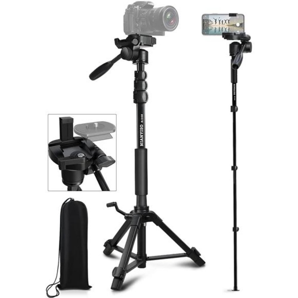 Camera Tripod 69 Inch, Patented 3-Way Swivel Portable Phone Tripod Professional